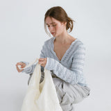 FRILL BUTTON CARDIGAN / SKYBLUE