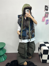 ヒーター❤カーゴオーバーロングバンディングパンツ 🩶🖤🤎💚4COLOR