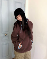 Fonan Two-Tone Diagonal Half-Zip Fleece Hoodie