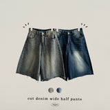 Eve Cutting Washing Denim Bermuda Shorts