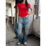 [Unisex] ビンテージダメージデニムパンツ