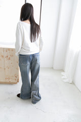 ボーイブーツカットデニムパンツ(S-L)