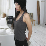 Button-up halter neck top