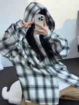M-3XL✨オーバーフィットボクシーチェックスカート🖤🩶💙✨4カラー