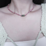  All surgical steel rhodonite natural gemstone choker