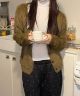 Wood brush hair fur cardigan(2color)