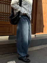 Fit balloon wide denim pants