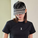 VA Stud Bleach Washing Denim Ball Cap / Black
