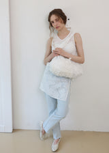Jeanne Lace Flower Shoulder Bag_White