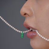 Petit Bear Pearl Necklace_Green