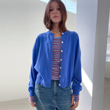 ストライプスクープネックTシャツ_ブルー