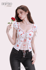 Red Rose Lace Layered Blouse