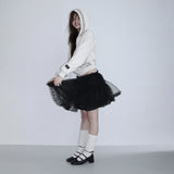 【MADE】winter frill hood zip-up, cream ivory