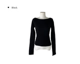 Log Rib Basic Boat Neck T-Shirt