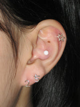 3, 4, 5mm ボールピアス (ホワイト)