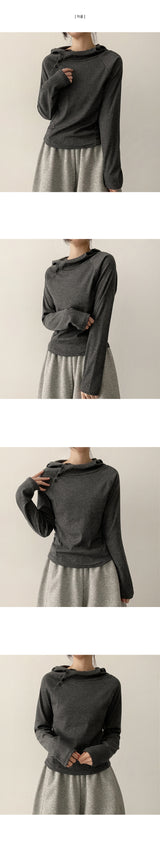  Poder Diagonal Snap High Neck Hoodie
