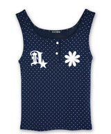 Front Logo Button Dot Tank-Top_Navy