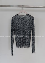 leopard leopard see-through T-shirt