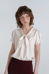 Dot button blouse_ivory