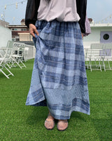 Juel Vintage Check Banding Long Skirt