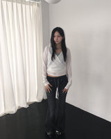 バンディングローデニムブーツカットパンツ