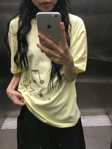 Koge Star Musical Note Printing Loose Fit Short Sleeve Tee