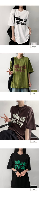 Fine overfit short-sleeved T-shirt