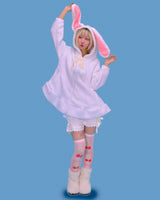 rabbit ear pom-pom hood (2color)