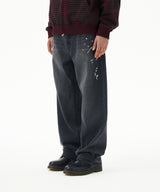 EMB SPLATTER DENIM PANT