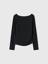 DRAPE SHIRRING LONG SLEEVE T-SHIRT