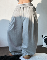 10000SOLD❤ FRONT TWO PINTUCK BALLOON WIDE  OVER PANTS 🩶🖤2COLOR 🩶S-XL