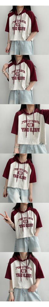 ガールズラグラン半袖クロップドTシャツ