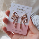 メタリックリキッドリボンピアス - Rosegold Color