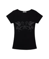 PEGASUS RIBBED TOP (BLACK) F26QB058
