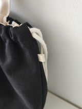 Simple line mini string pouch bag - black