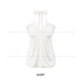 Pair Shirred Strap Halter Top