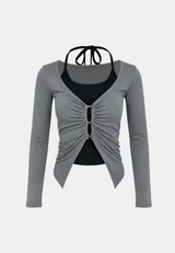 Nevia Shirring Cardigan Set