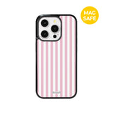 【MADE】パステル ストライプ ピンク アイフォン ケース [Glossy Glass/Magsafe]