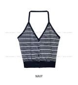 Multi strip knit halter sleeveless