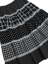 Cottage mixed pattern skirt / black