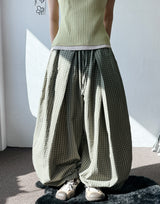 Er Checked Linen Balloon Fit Pants 3color