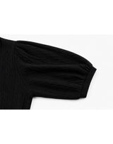 [PRE-FALL] Elodie Silk Collar Cable Knit Short Sleeve Cardigan Black