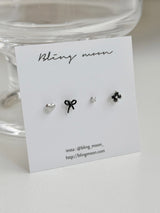 [4 set] black ribbon piercing set