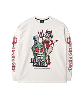 RG キス＆リスク ウォッシュド長袖Tシャツ (Ecru)