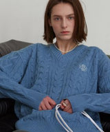 OVERSIZED V NECK KNIT_BLACK