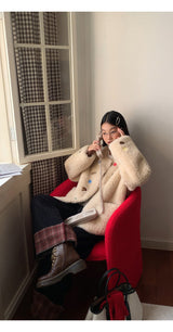 wool kitsch button round fur jacket