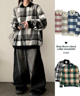 Teemo Fleece Checkered Collar Sweatshirt