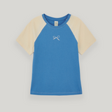 ブルー/ベージュラグランTシャツ