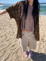 checkered short-sleeved shirt