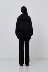 KIRSH PLAIN INCISION WOVEN WINDBREAKER - BLACK 